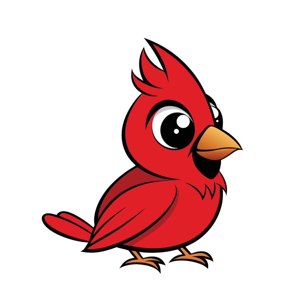 Cartoon Cardinal Bird Illustration Cute Design vector
