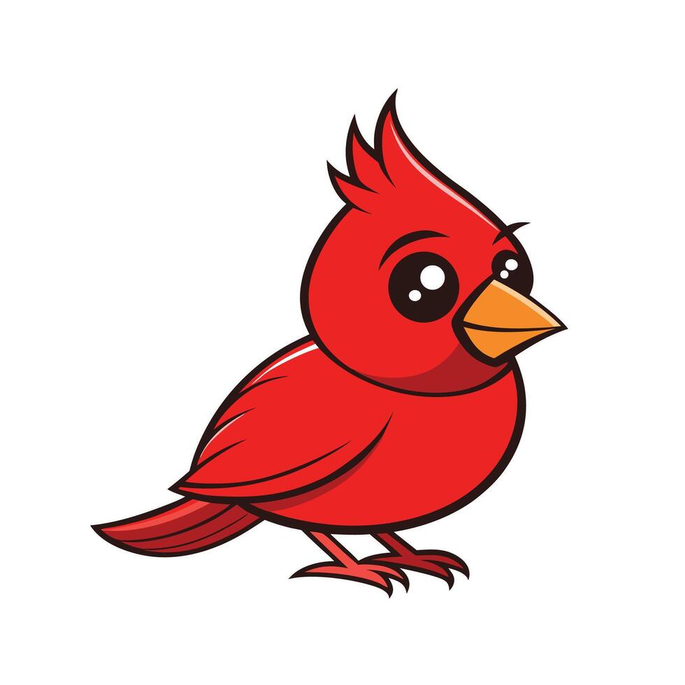 Cute Cartoon Cardinal Bird Illustration Isolated on White vector