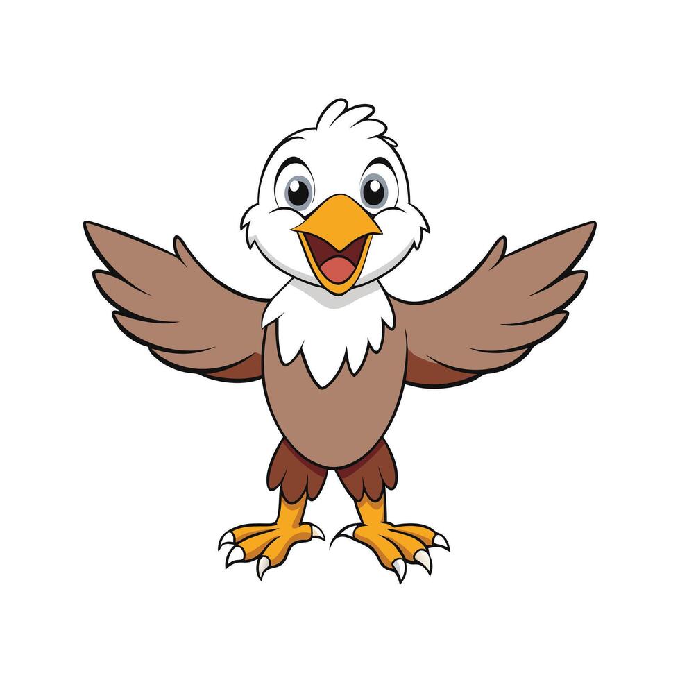 Cartoon Eagle Character with Open Wings Illustration Image vector