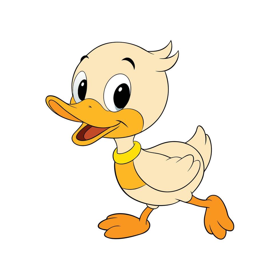 Cute Cartoon Duck Character Walking, Isolated on White vector