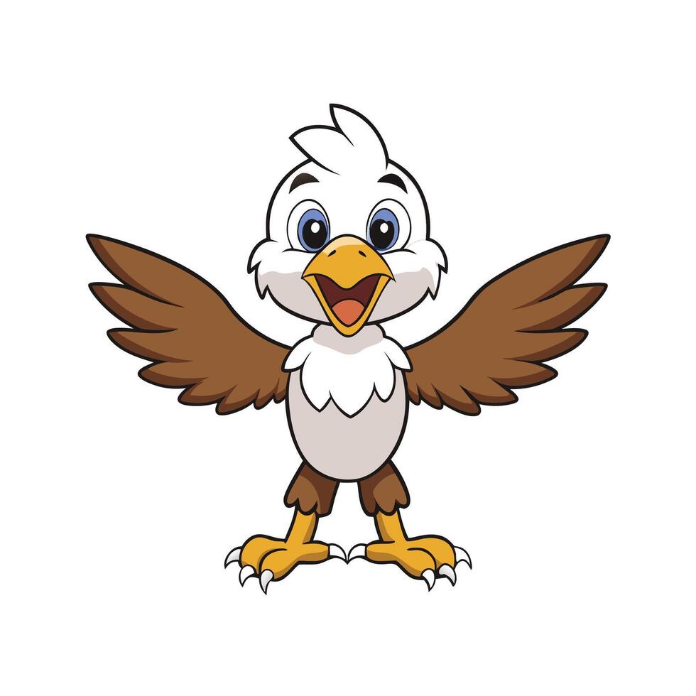 Cartoon Eagle Mascot Illustration with Open Wings vector
