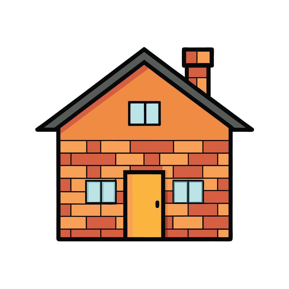 Realistic House with Exposed Brick Wall Flat Icon vector