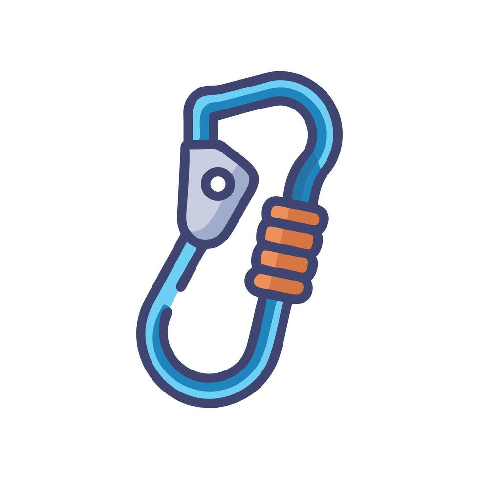 Blue and Orange Climbing Carabiner Illustration on Black vector