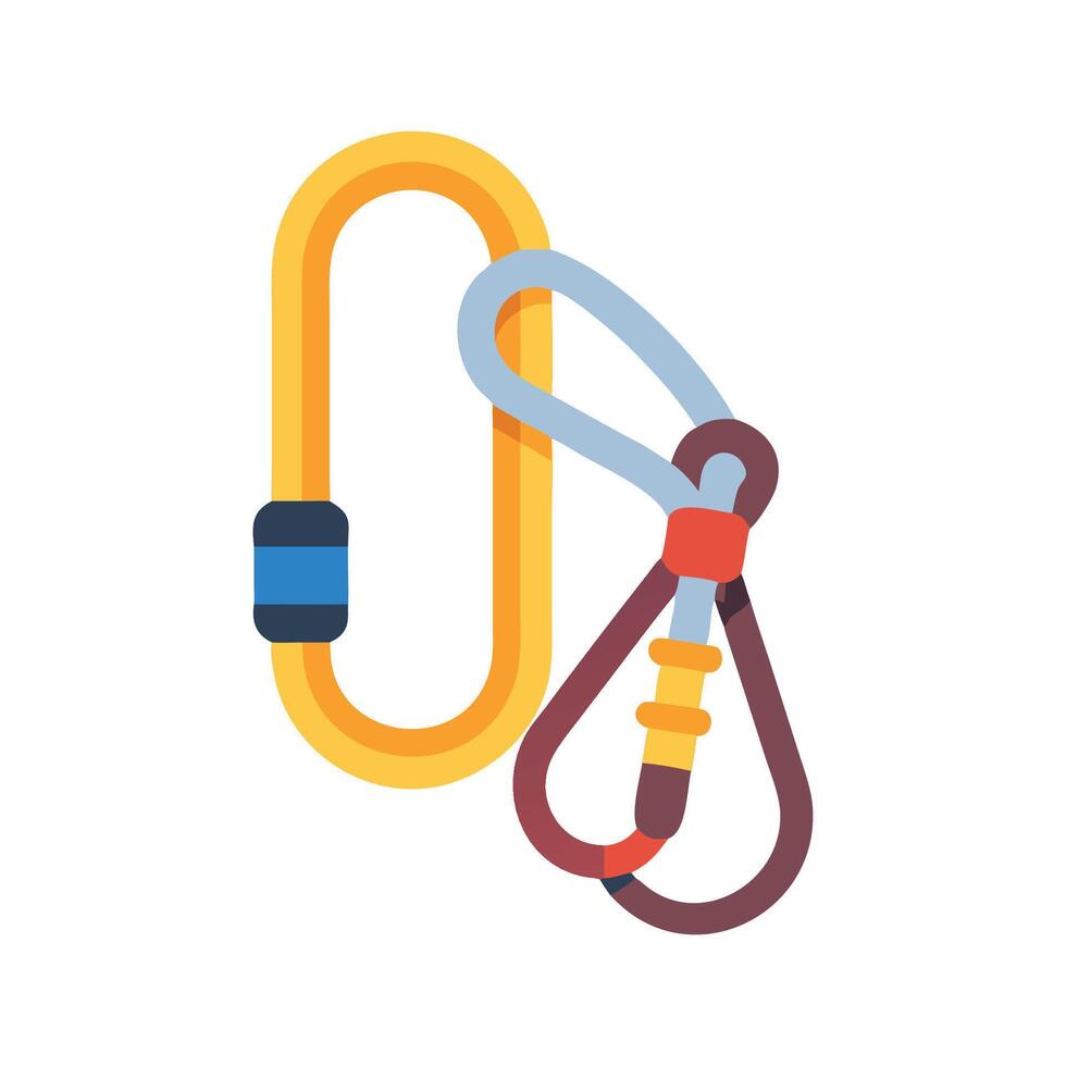 Carabiner set for rock climbing and mountaineering gear vector