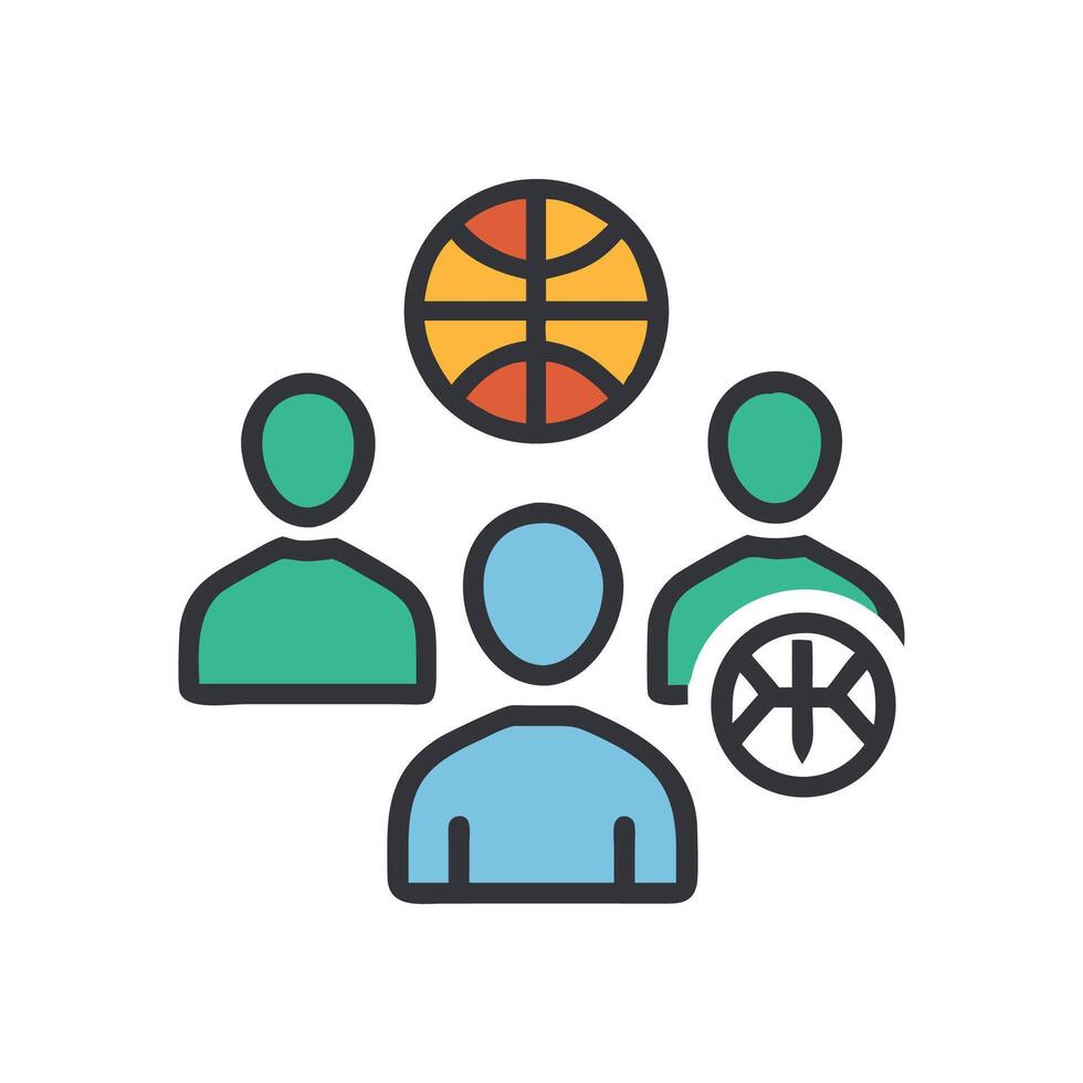Basketball team training icon with three player figures vector