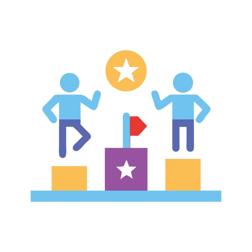 Team Celebrating Success on Podium with Star Symbol vector