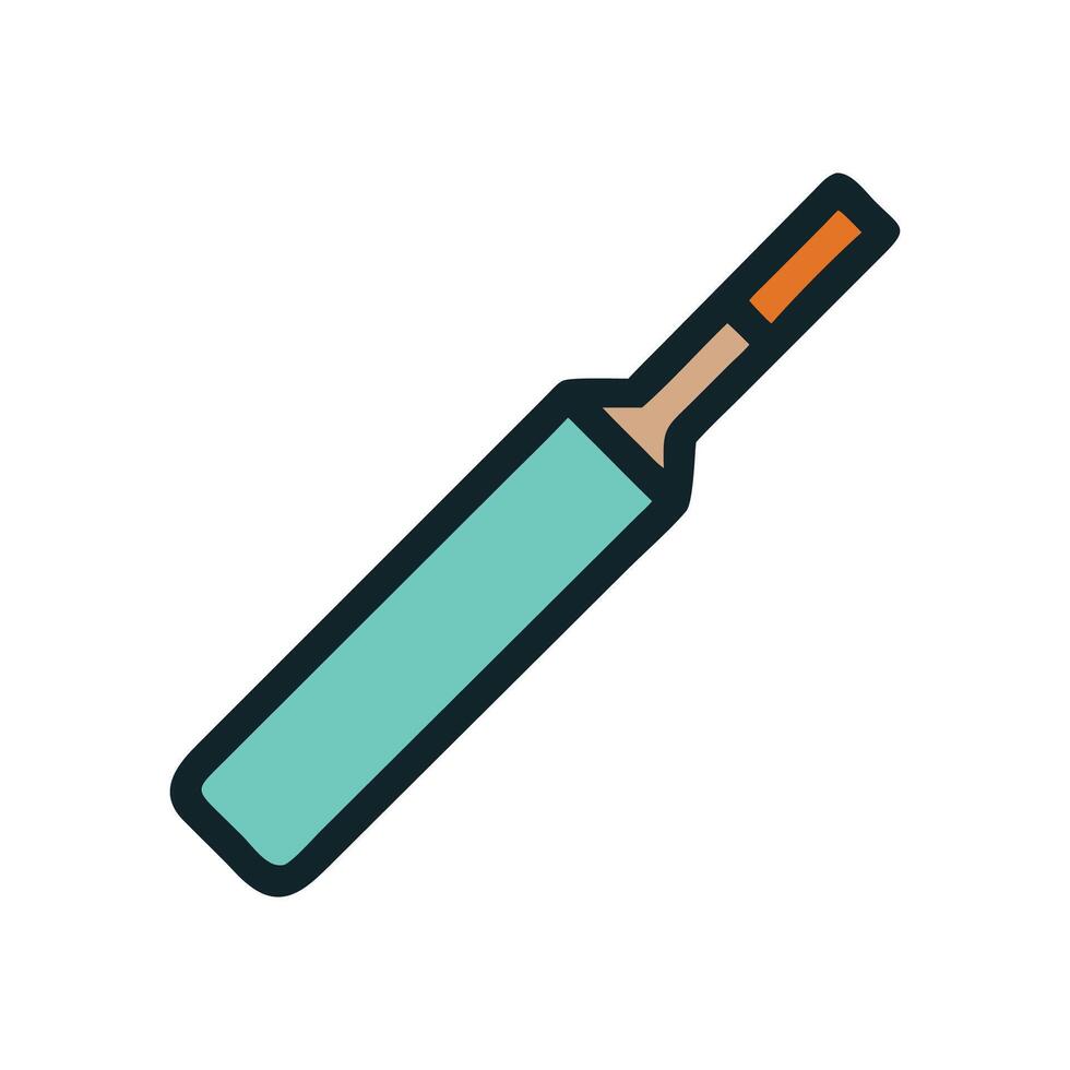 Stylized cricket bat icon illustration on black background vector