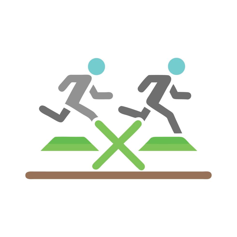 Hurdle race icon two runners over obstacles, vector