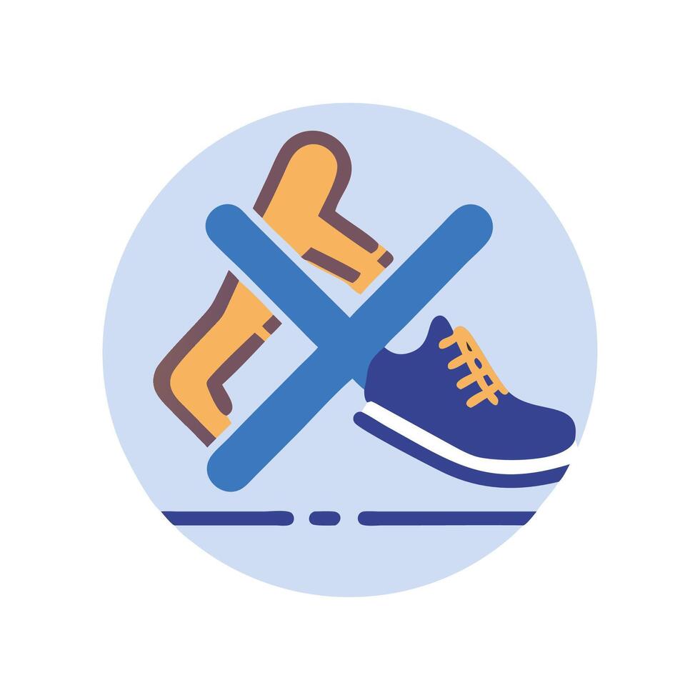No running shoe icon, flat style forbidden symbol vector