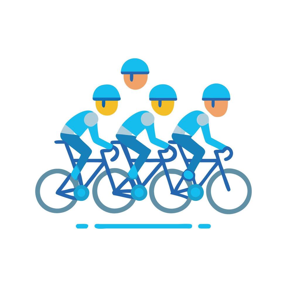 Cyclists riding in formation for racing or exercise vector