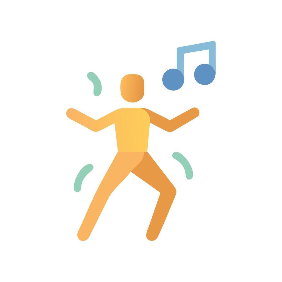 Person dancing to music illustration on black background vector
