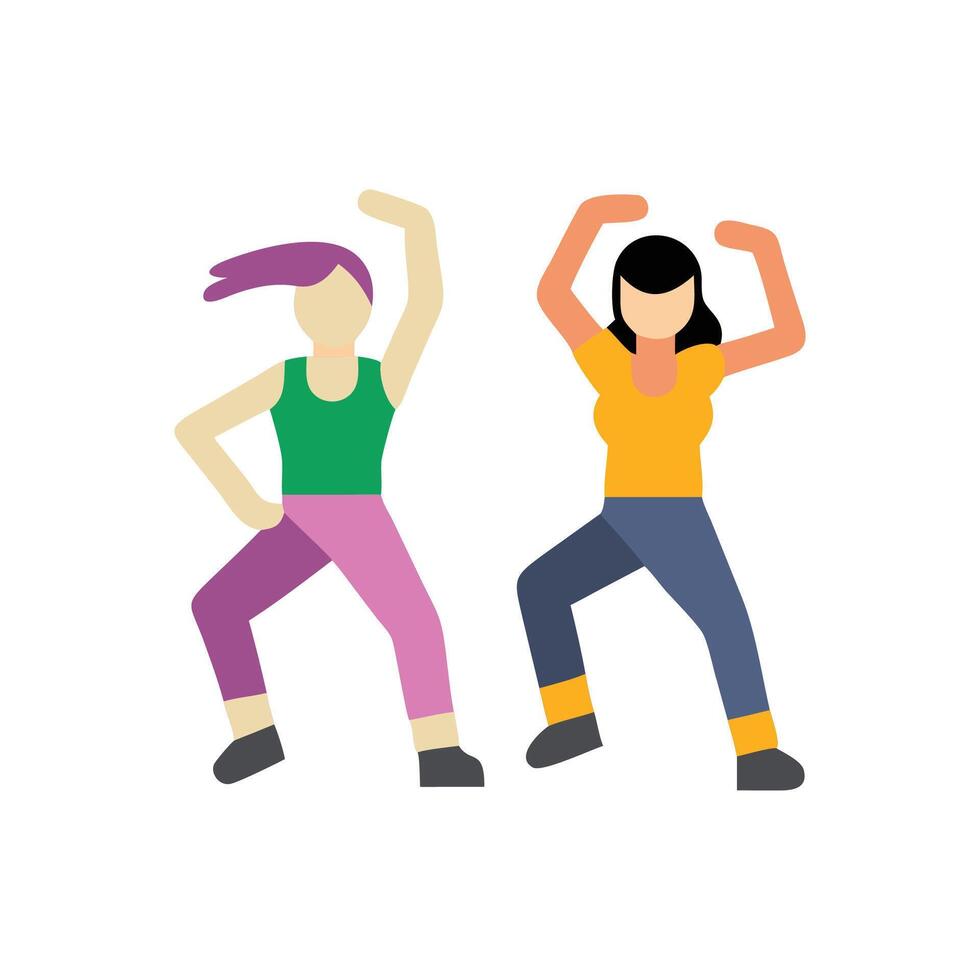Flat Dancing Women on Black Background Illustration vector