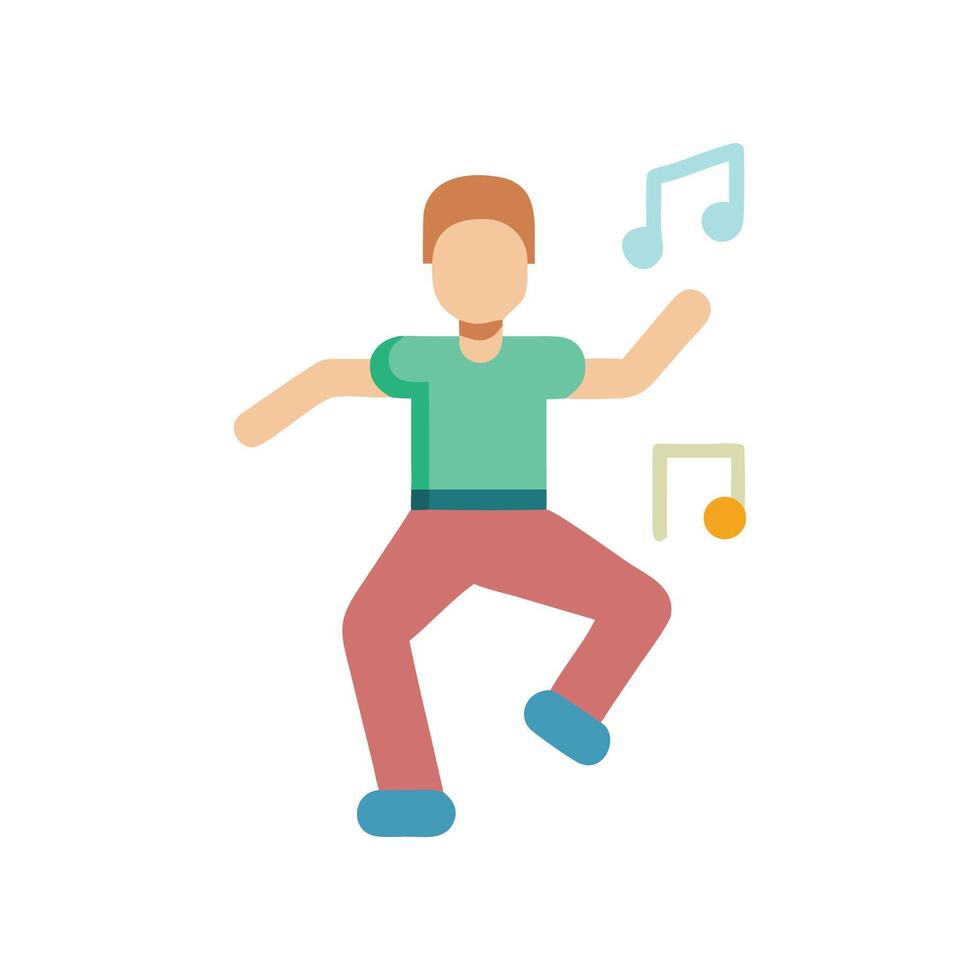Dancing man with music notes on black background vector
