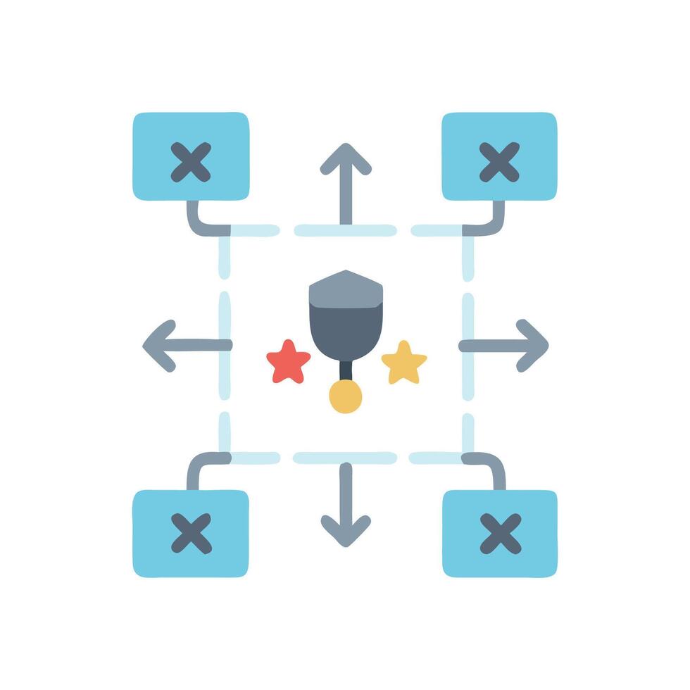 Strategy Icon with arrows and cancel sign vector