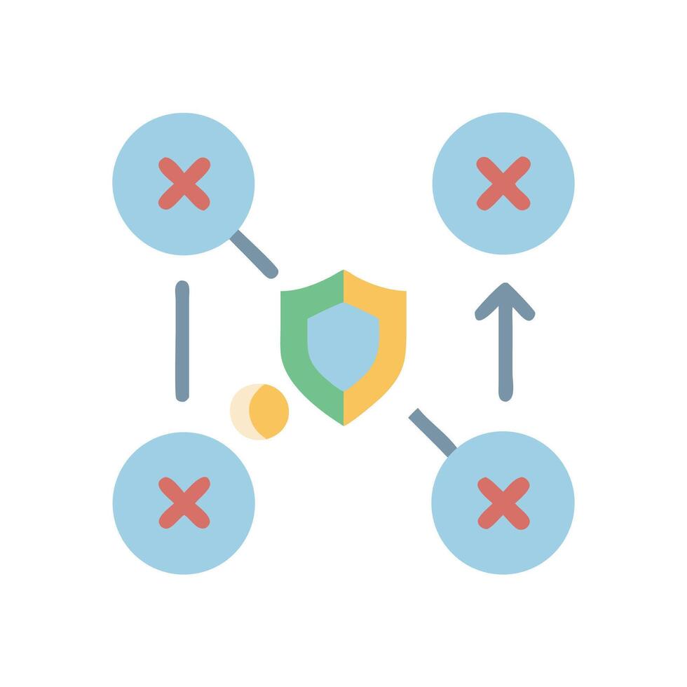 Network security defense against attacks with shield icon vector