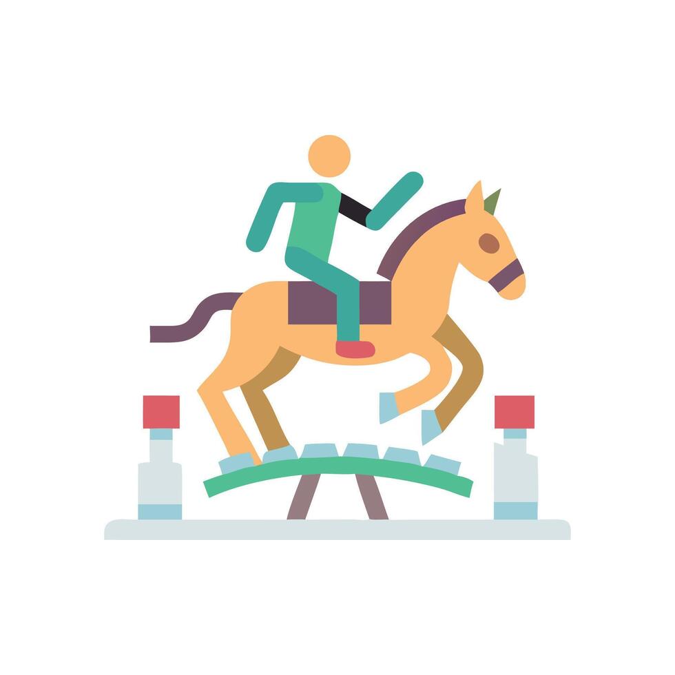 Horse riding show jumping obstacle, flat design illustration vector