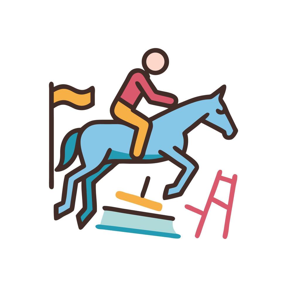 Stylized Horse and Rider Jumping Obstacle Illustration vector