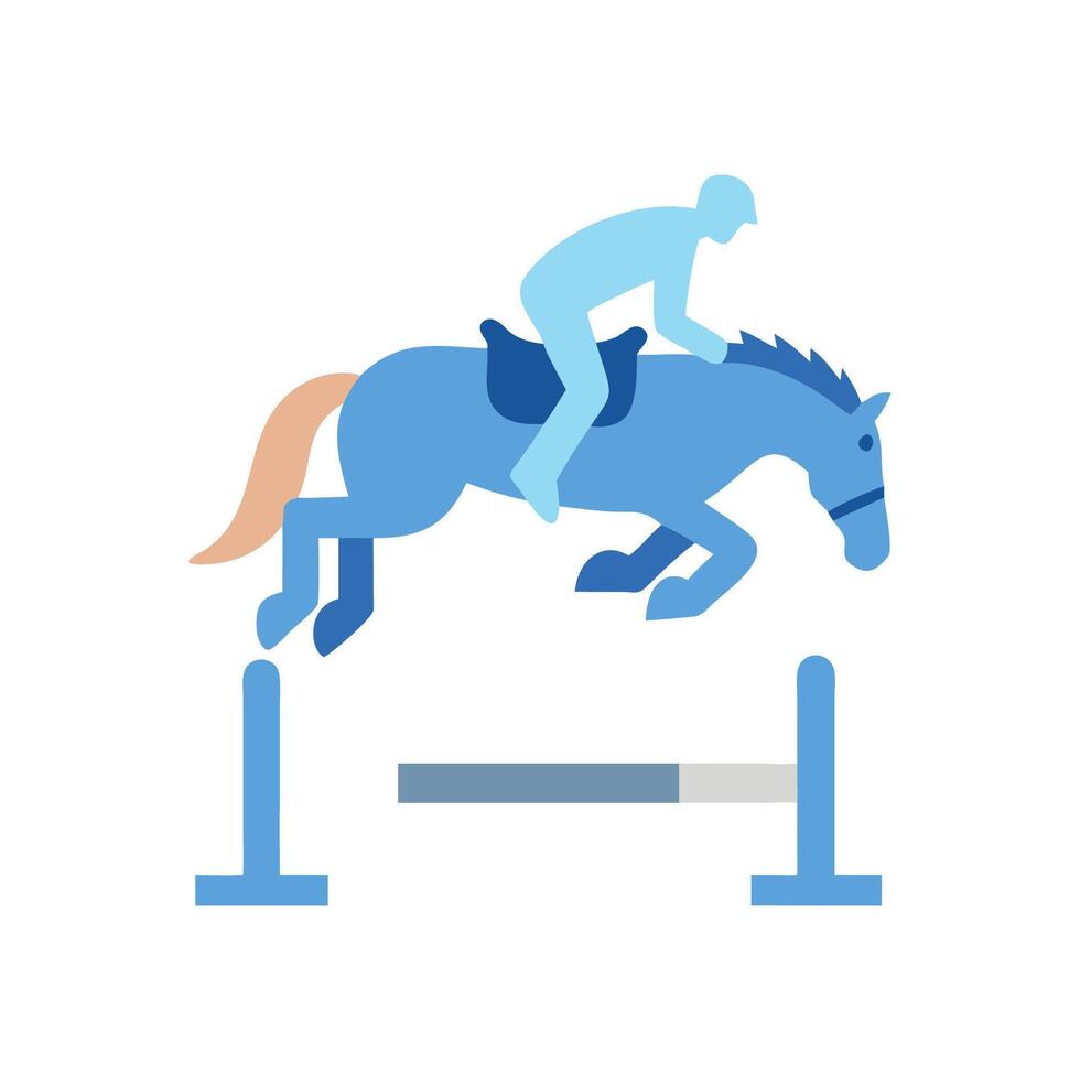 Equestrian Show Jumping Icon Illustration, Rider and Horse vector