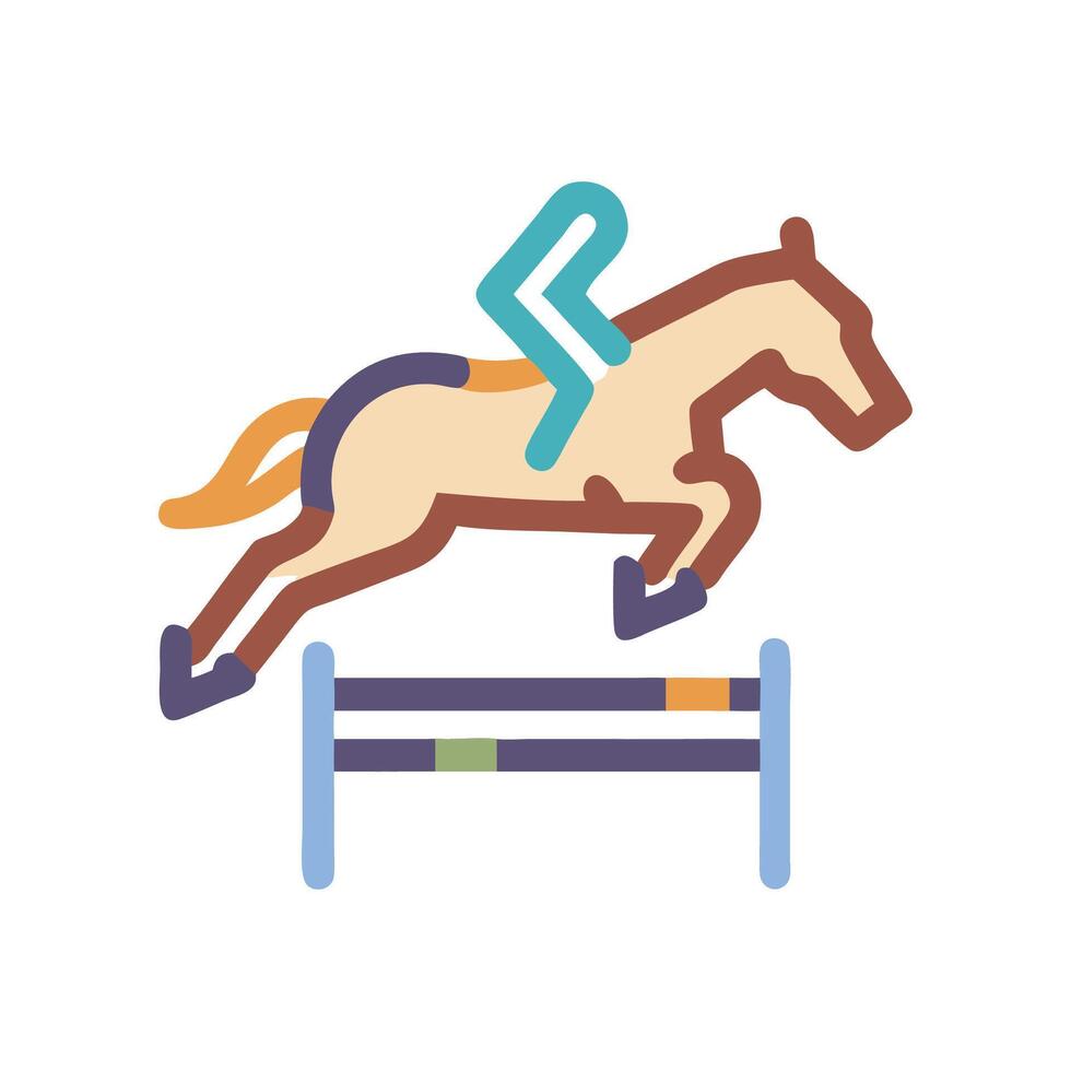 Equestrian Horse Jumping Over a Barrier Illustration Style vector