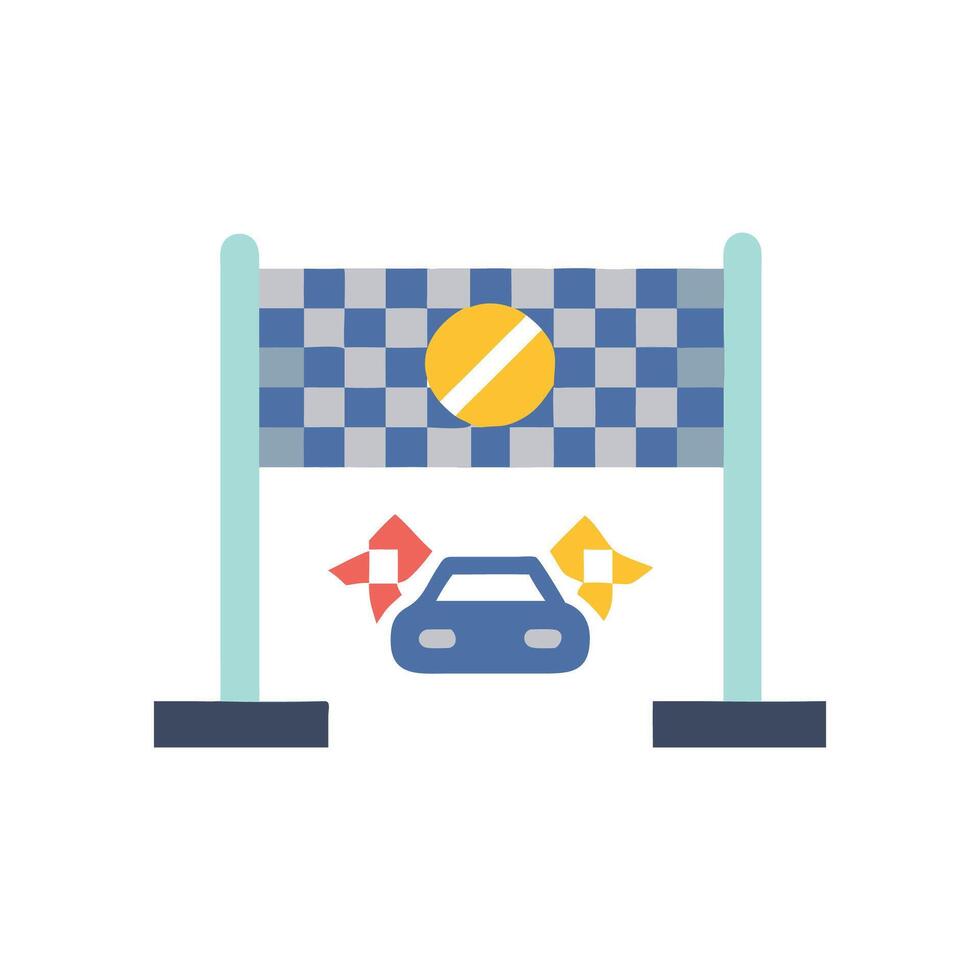 Racing Car Crossing the Finish Line, Isolated vector