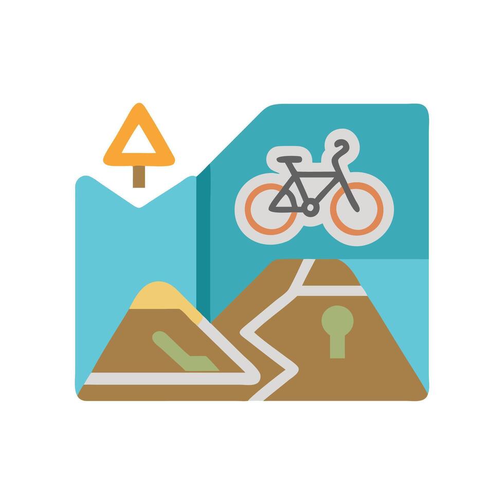 Cycling map with bike symbol and trail icon vector