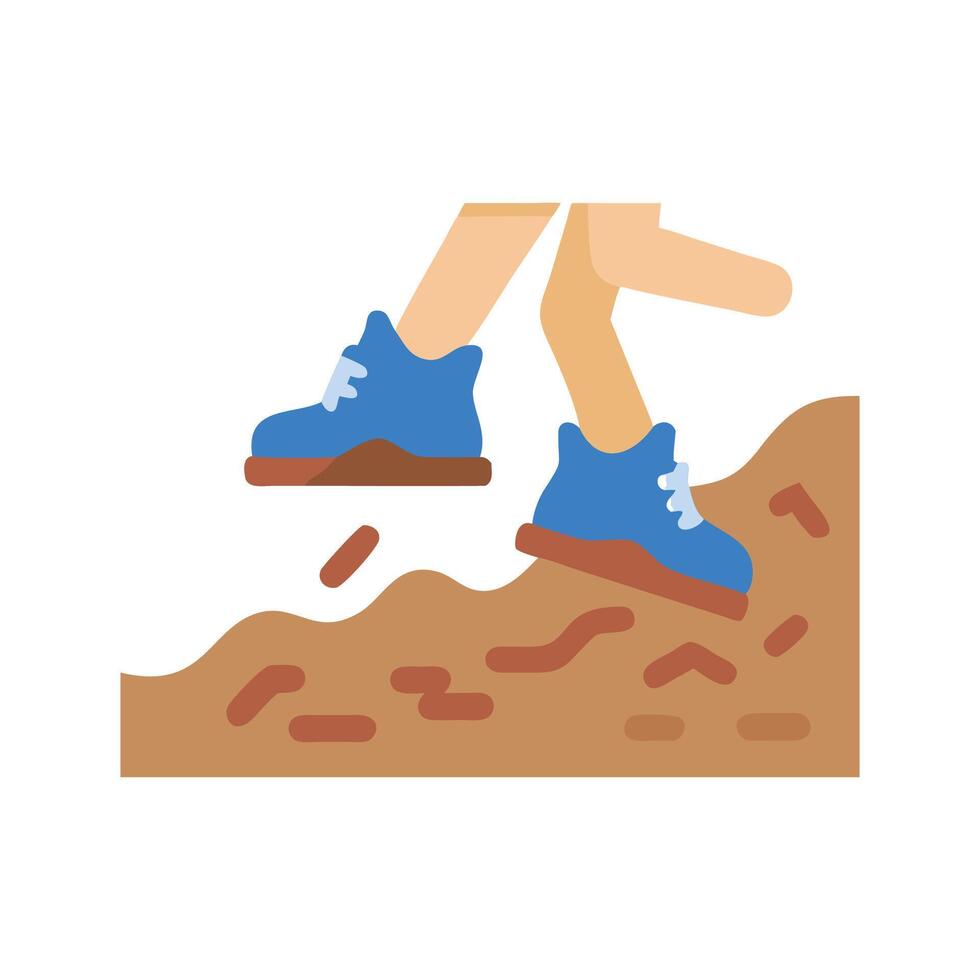 Trail running Blue sneakers on the dirt path vector