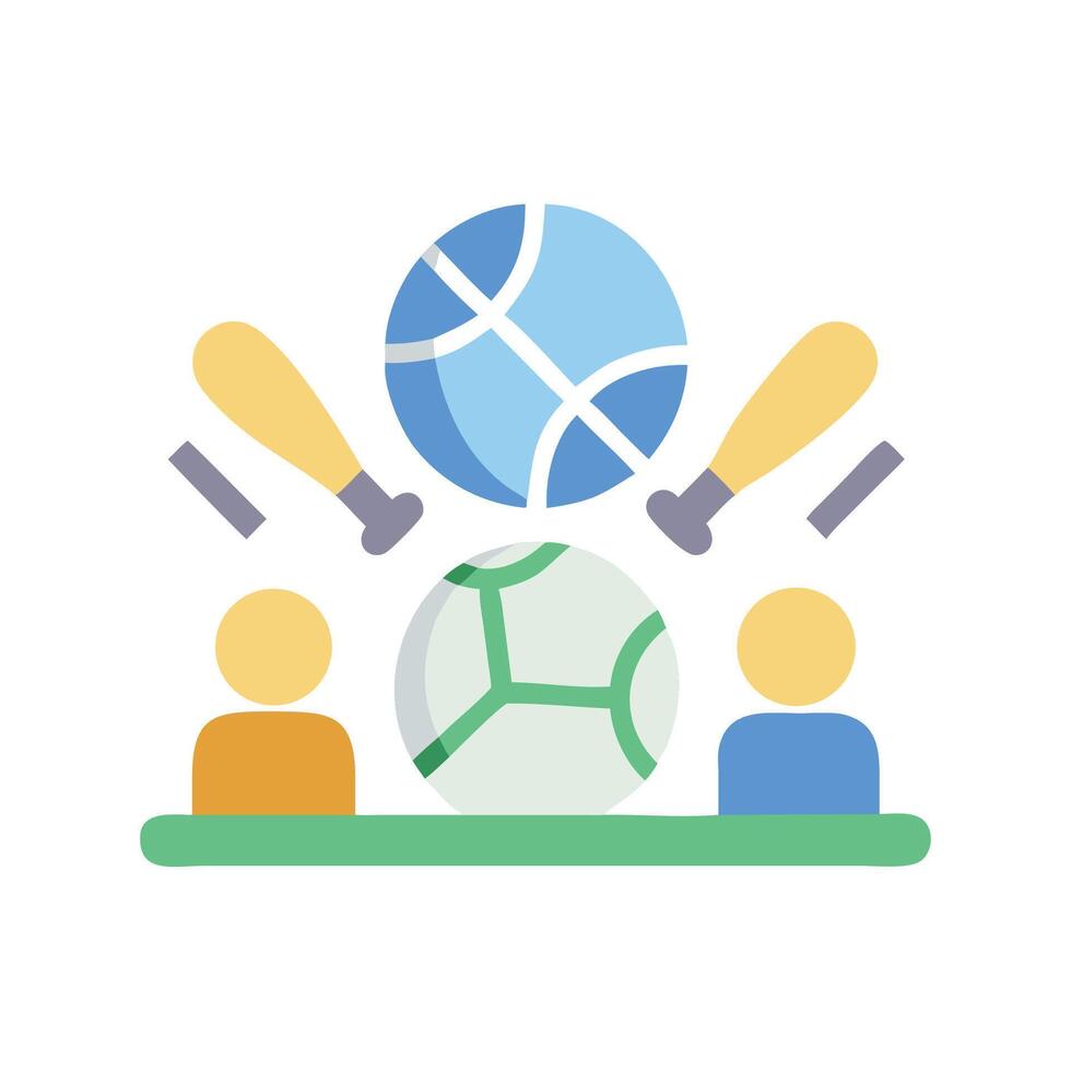 Multisport Team Illustration with Balls and Bats vector