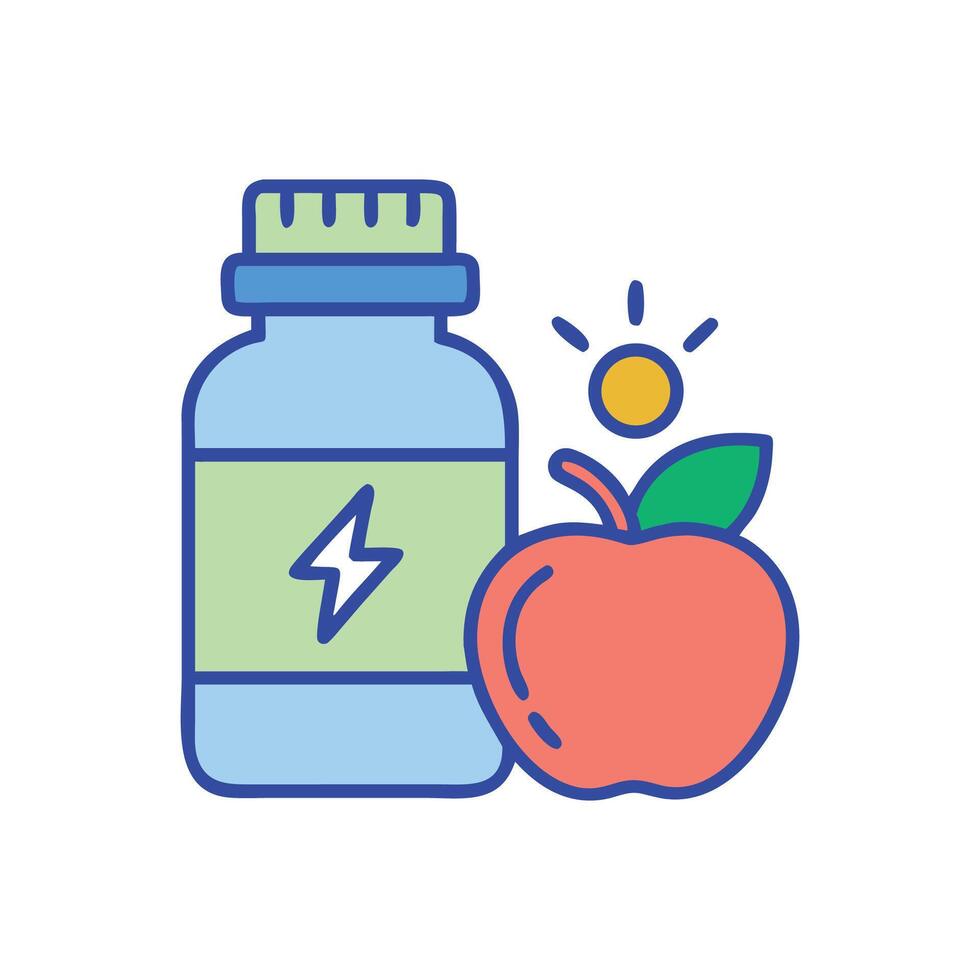 Energy Supplement and Apple Nutrition Diet Concept vector
