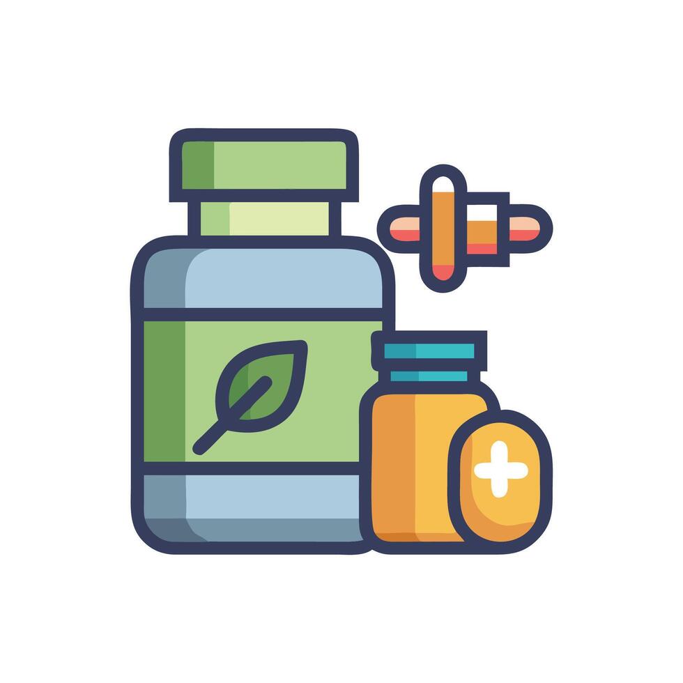 Bottles and Dropper Natural, Herbal, and Alternative Medicine Concept vector