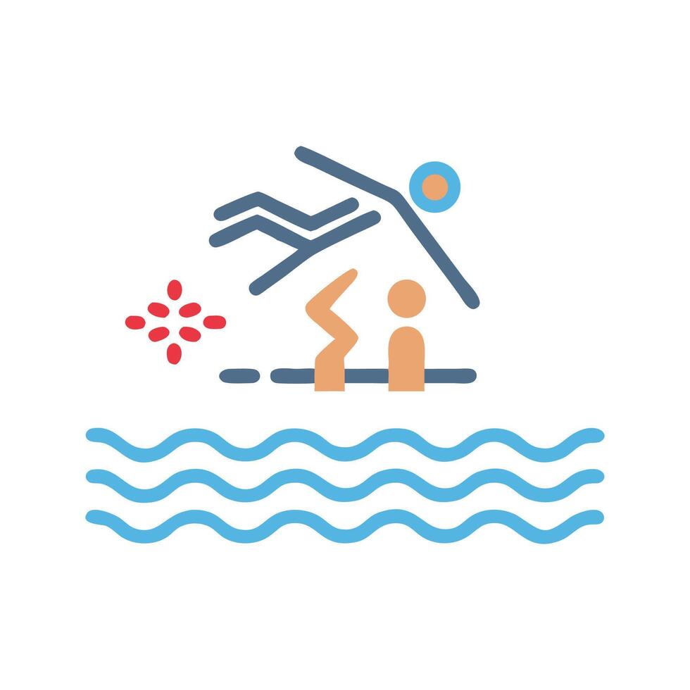 Swimming Pool Activities Flat Icon Design on Black vector
