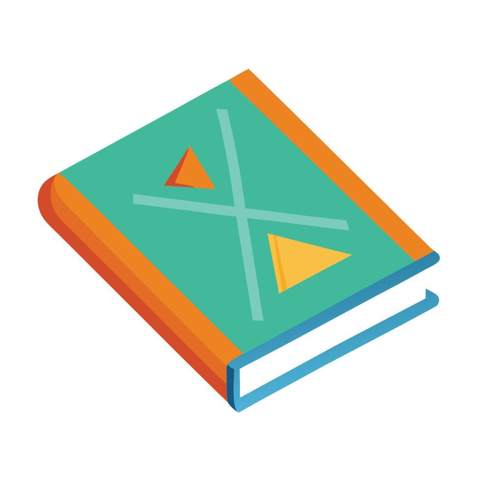 Colorful Illustrated Book Icon with Geometric Design vector