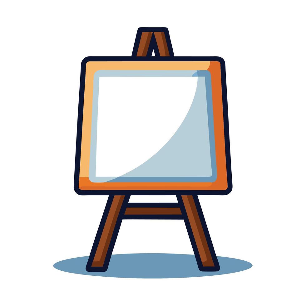 Cartoon Drawing Easel with Blank Canvas Isolated vector