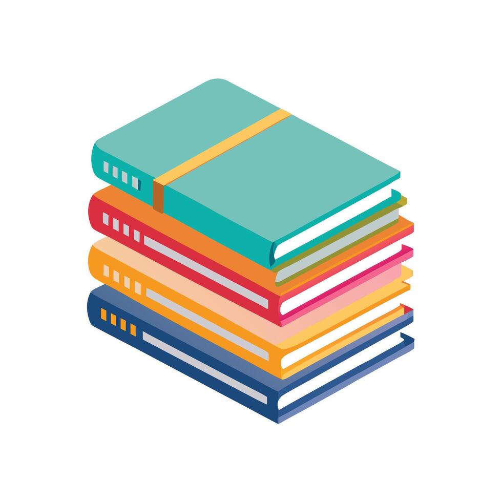 Colorful Stack of Books Illustration Isolated on White vector