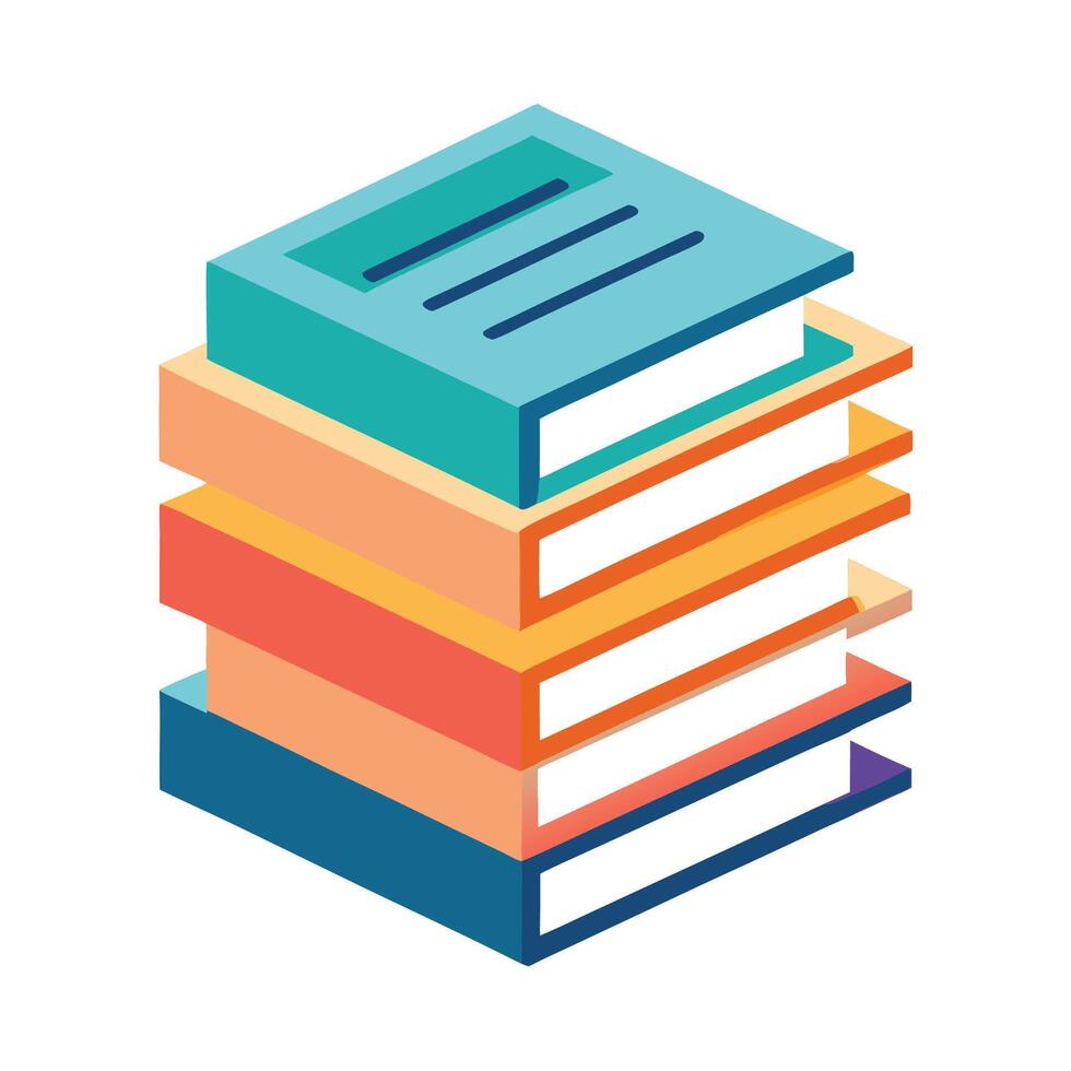 Isometric stack of books, learning and education concept vector