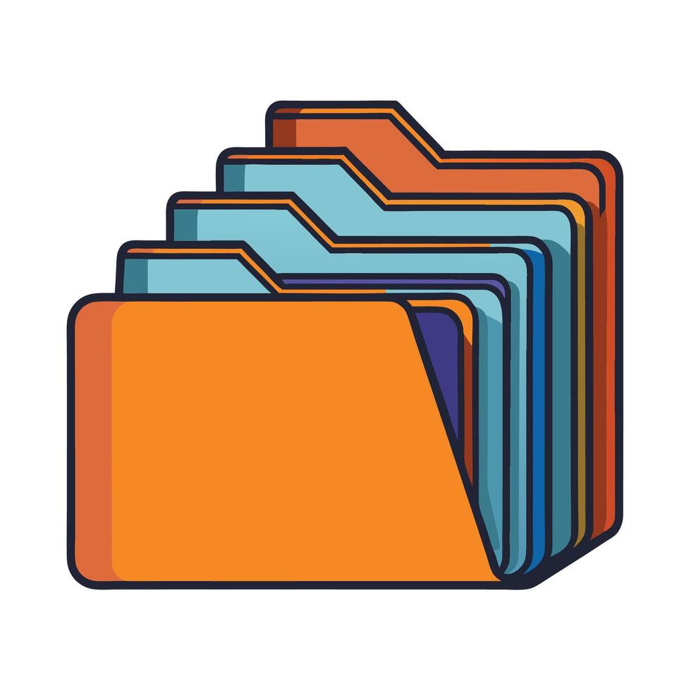 Vibrant cartoon file folders for organization, business, and design vector