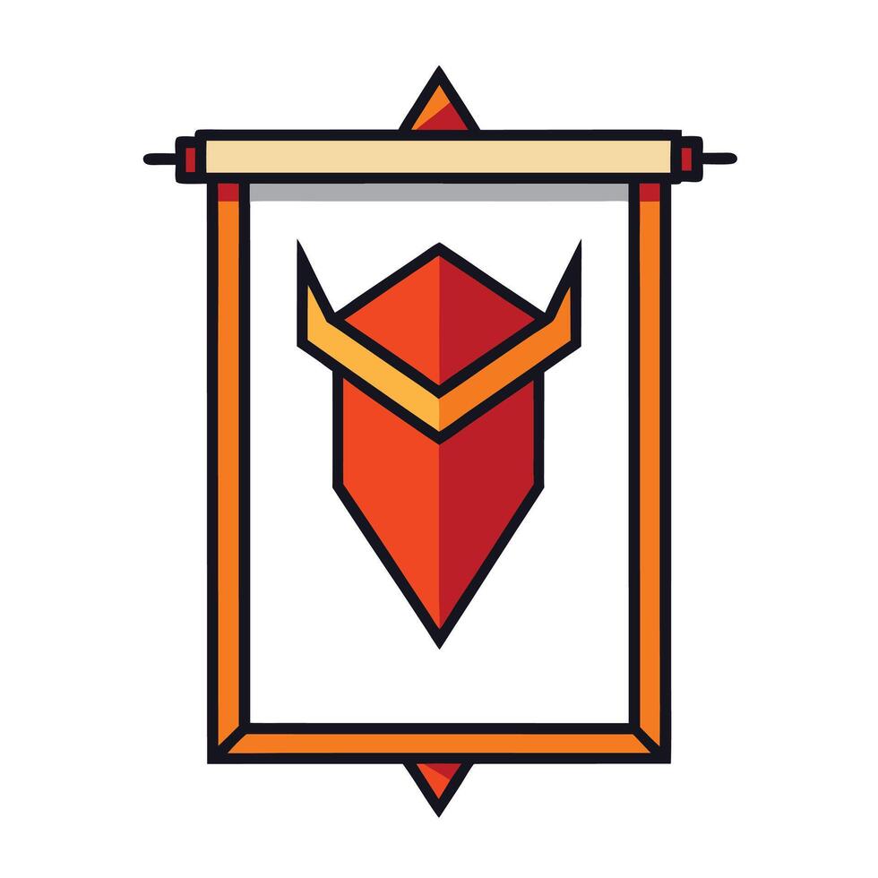 Medieval banner illustration with shield emblem, design vector