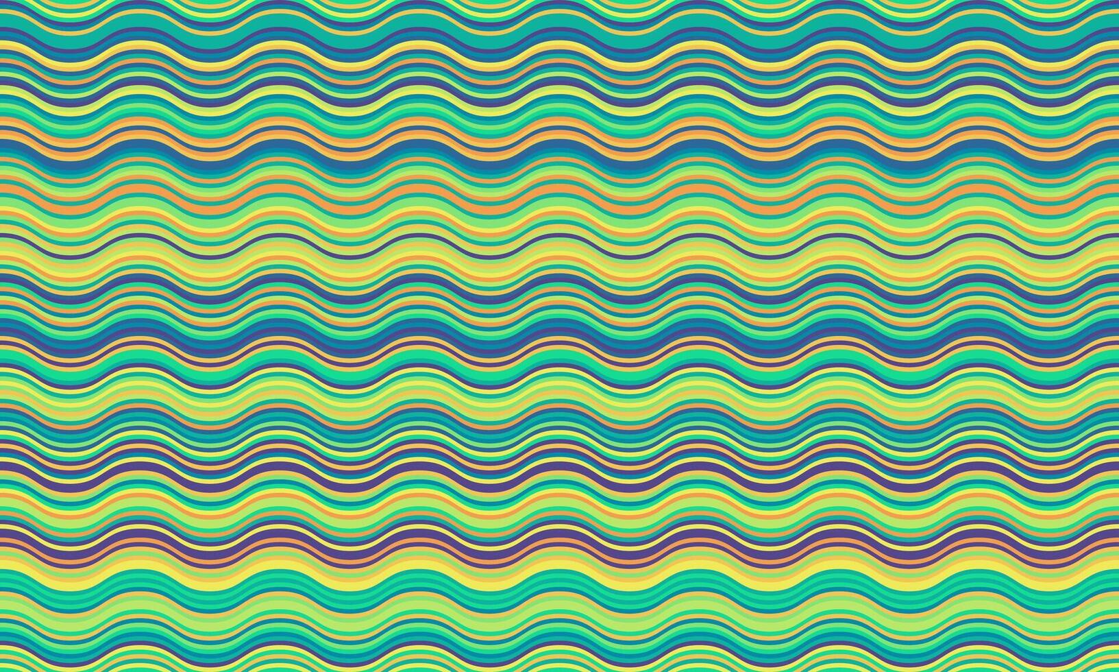 Vibrant wavy stripes in calming teal, green, and yellow hues create a mesmerizing abstract pattern. Perfect for website backgrounds, textile designs, or as a visual metaphor for fluidity and energy. vector