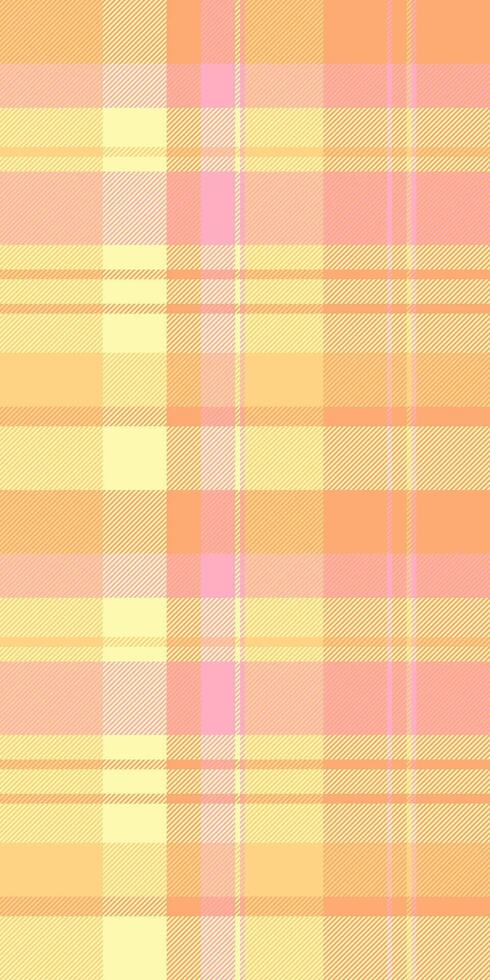 Christmas card background texture pattern, jersey textile plaid seamless. Decorating check tartan fabric in yellow and orange colors. vector