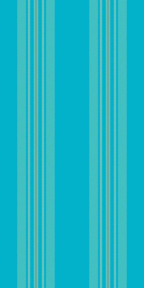 Bontent seamless background pattern, turquoise textile texture. Wndigo fabric stripe lines vertical in cyan and teal colors. vector