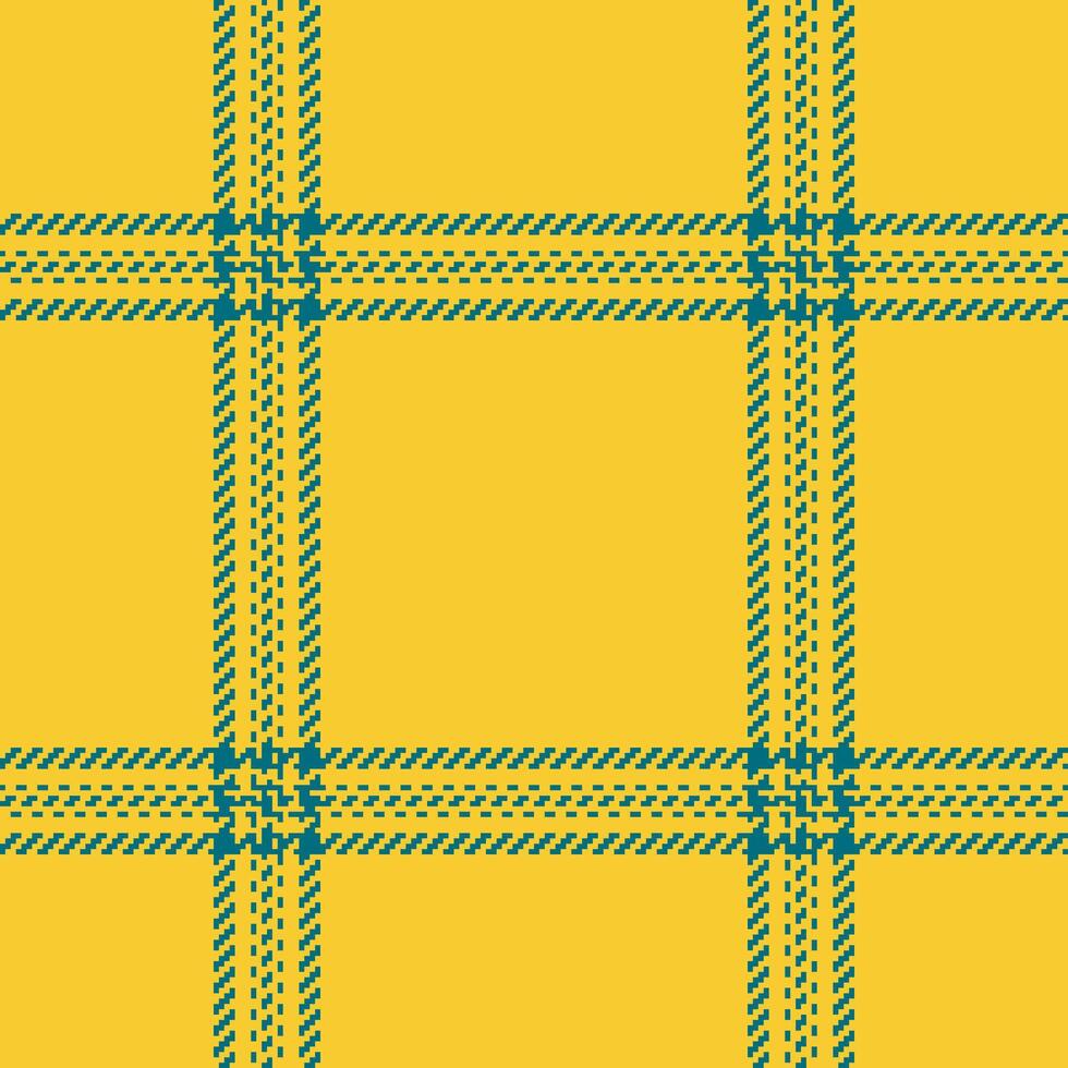 Vibrant plaid pattern in yellow and teal. Great for backgrounds, textiles, or designs needing a retro or minimalist touch. Timeless geometric aesthetic. vector