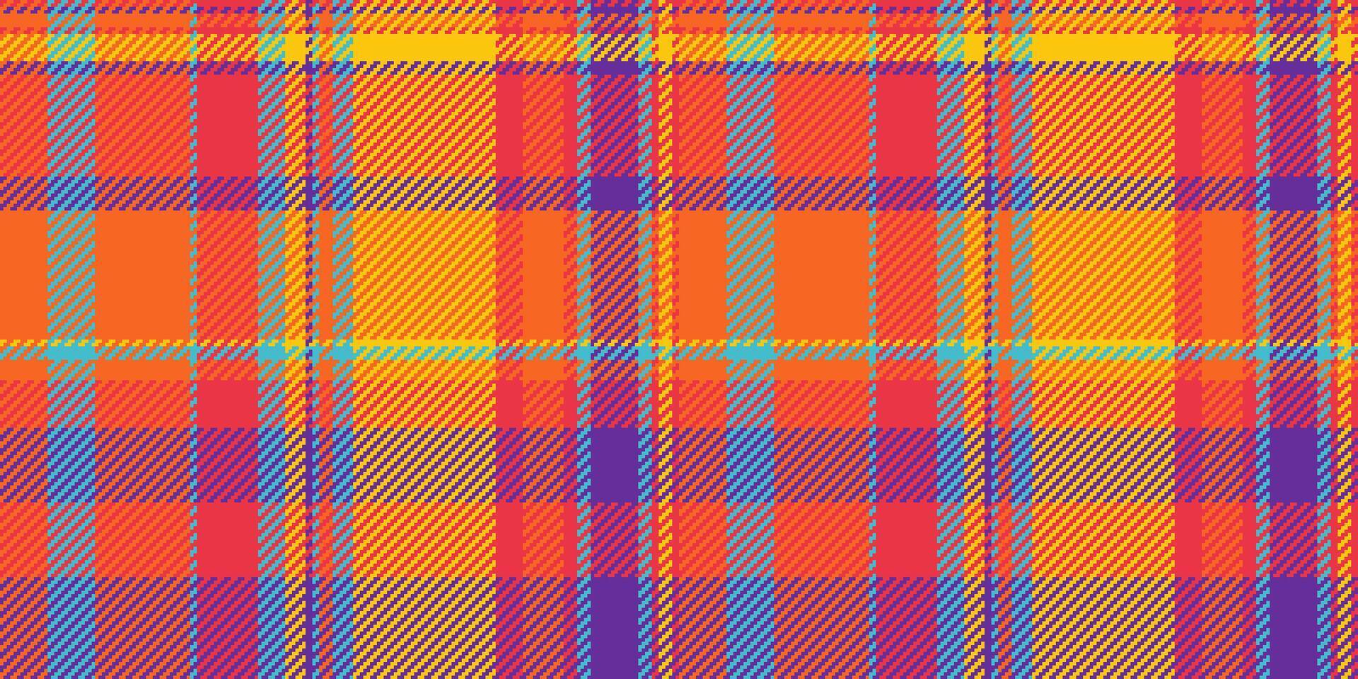 Short textile seamless background, formal plaid tartan. Wallpaper fabric check texture pattern in red and orange colors. vector