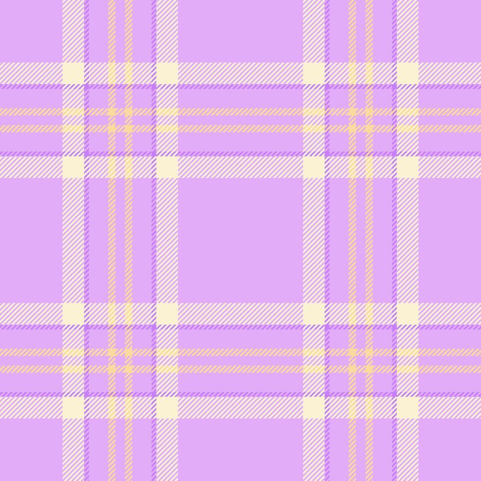 Pastel plaid pattern. Soft lilac, yellow cream hues create a modern, textilelike design. Ideal for backgrounds, fashion projects, or elegant web design. vector