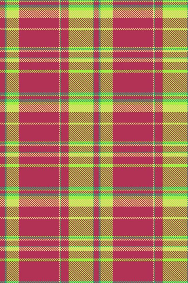 Stitched textile texture tartan, manufacturing background seamless check. Jpg fabric pattern plaid in red and green colors. vector