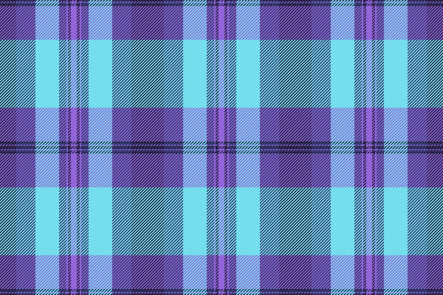 Custom seamless fabric background, color plaid textile . Plank tartan pattern texture check in violet and cyan colors. vector