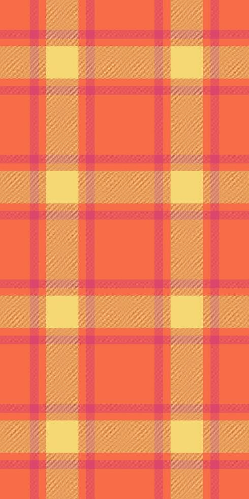 Art textile seamless tartan, ireland fabric background. Knit pattern check texture plaid in red and yellow colors. vector
