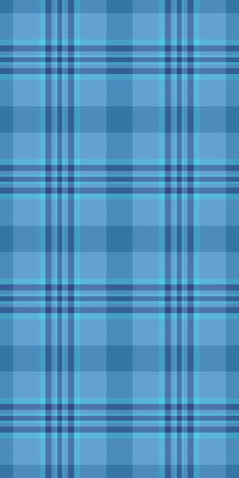 Skirt check tartan texture, kilt seamless background textile. Basic pattern plaid fabric in cyan and blue colors. vector