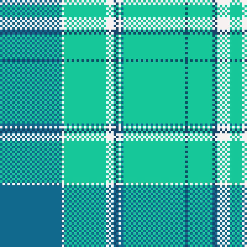 Detailed pixelated plaid design in calming blues and greens. Perfect for digital backgrounds, textile designs, or retroinspired graphics. Versatile pattern. vector