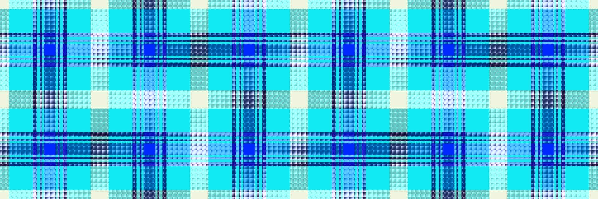 Vibrant turquoise and blue plaid pattern, ideal for textile design, fashion, websites, or backgrounds. Its bright, cheerful aesthetic conveys energy and modernity. vector