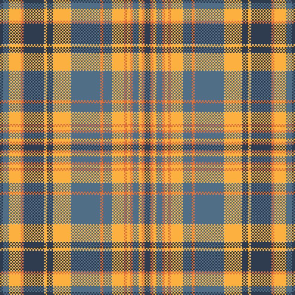 Vibrant autumnal plaid pattern in warm orange and cool blue hues. Perfect for textile design, fashion, apparel, or website backgrounds. vector