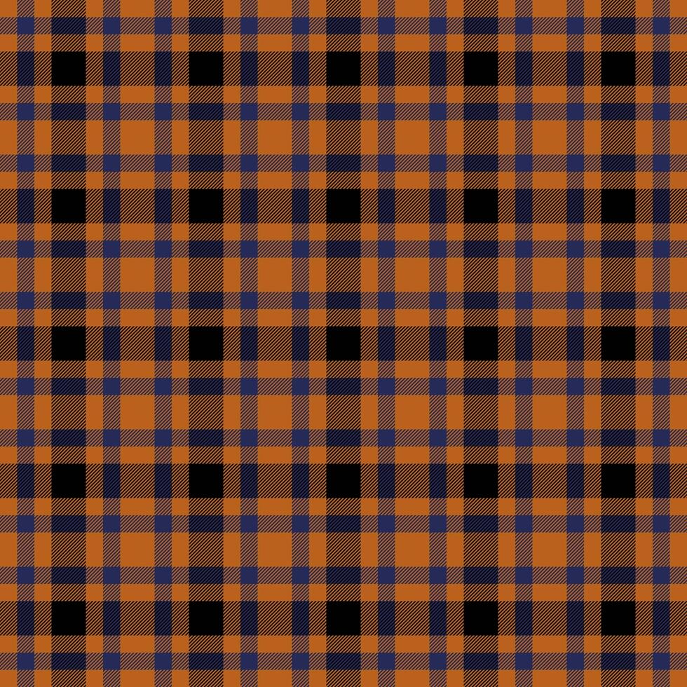 Vibrant orange, black, and blue plaid pattern. Perfect for fall designs, textile prints, or website backgrounds. vector